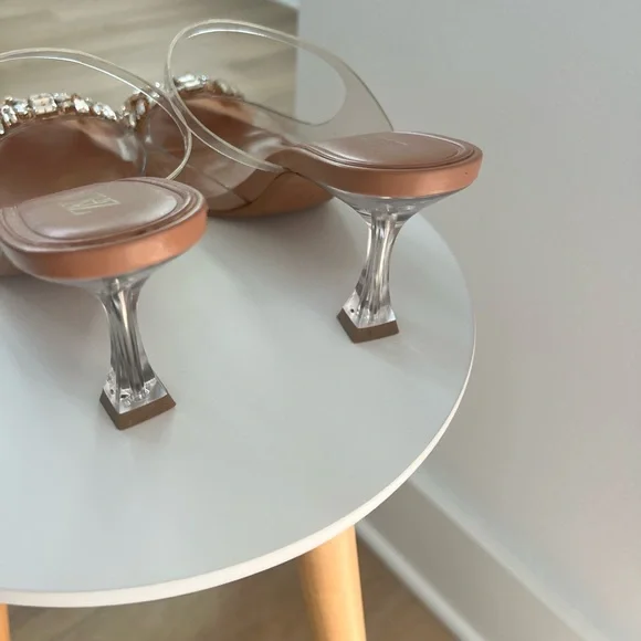 Zara Tan Heels with Crystal Accents - Picture 4 of 5